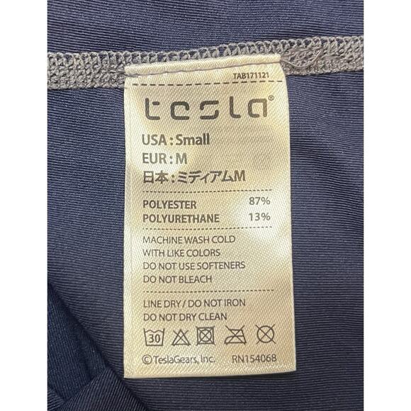 Tesla Men’s Long Sleeve Compression Shirt Navy Blue Gray Stitching Sz Small NWTS - Picture 6 of 9